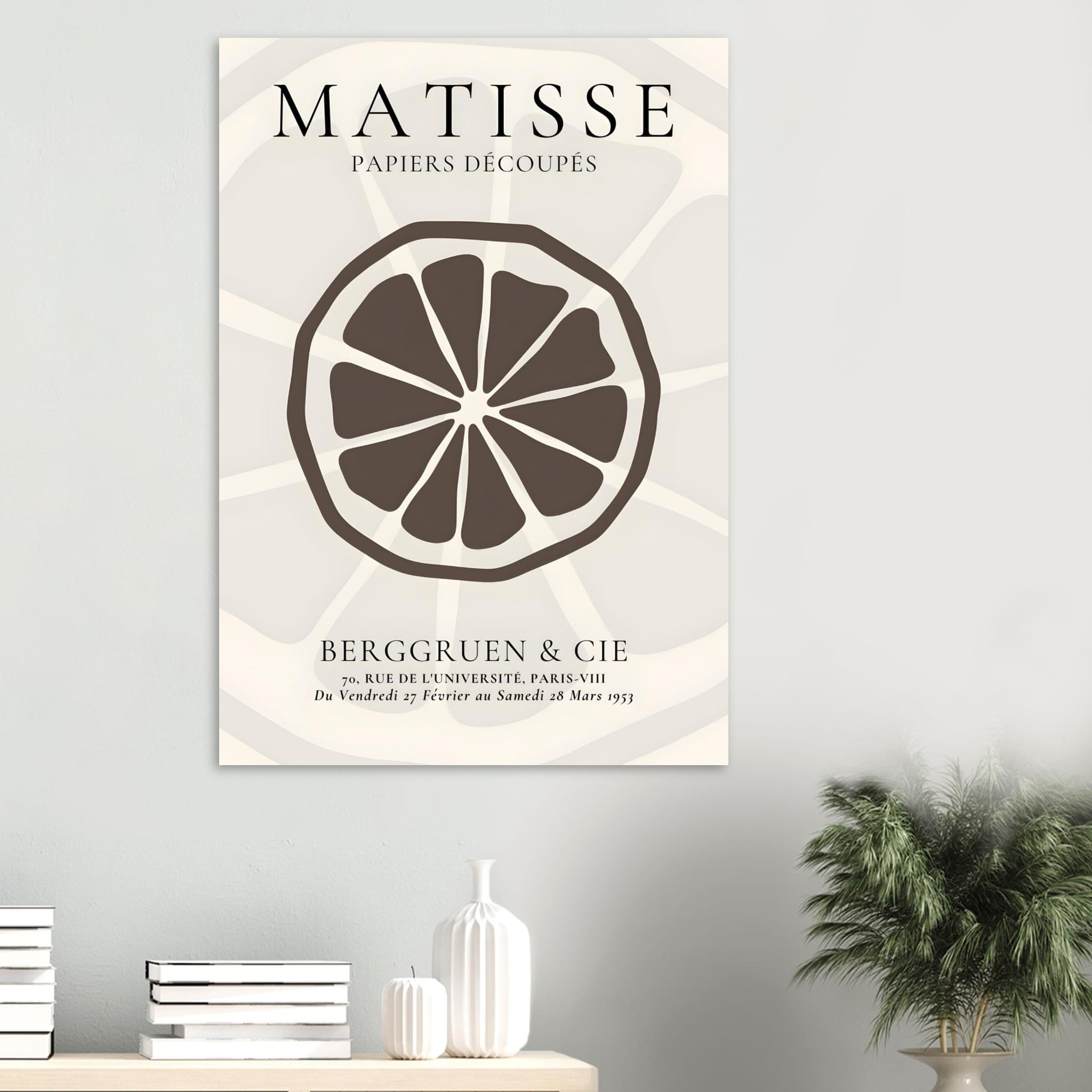 Artfulprints Poster Matisse – Slice of an orange  - 70x100 cm - Grijs