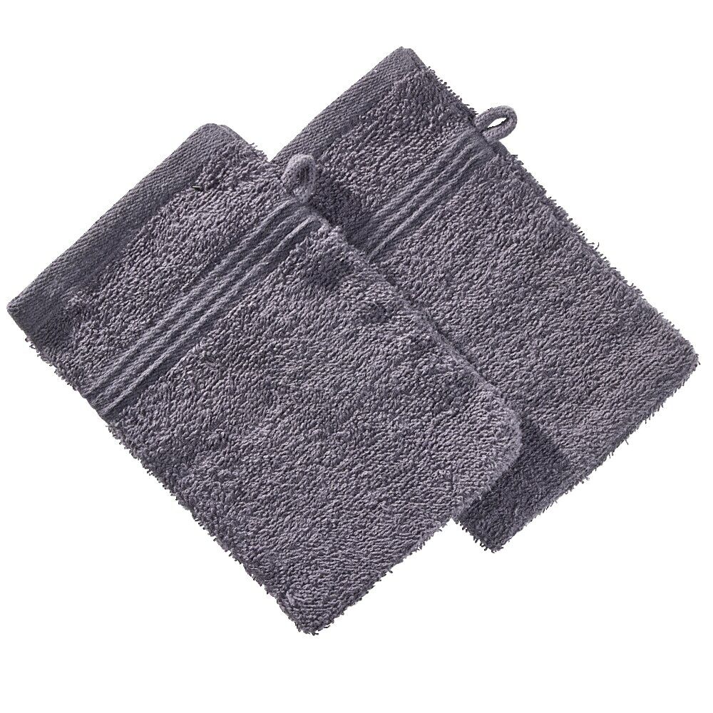 Gant de toilette x2 coton gris foncé 16x21cm