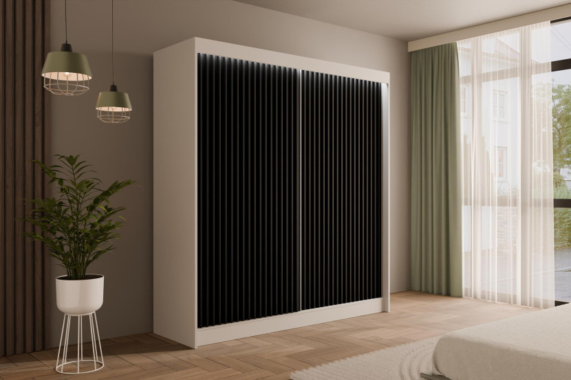 Szafa LED z drzwiami przesuwnymi i lamelami VILANv2 200 x 215 cm