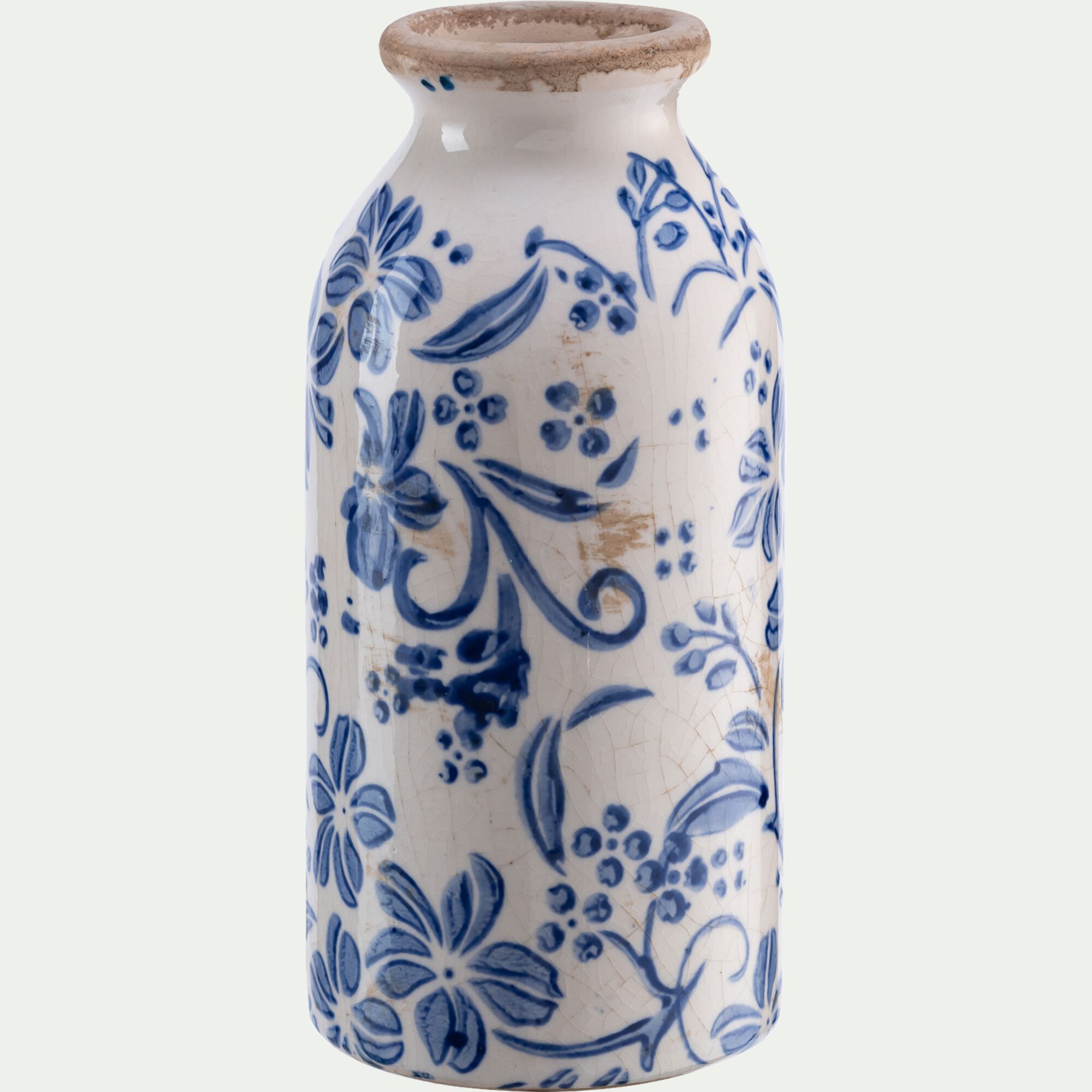 CERASUS - Vase à motif fleuri en céramique H15cm - bleu