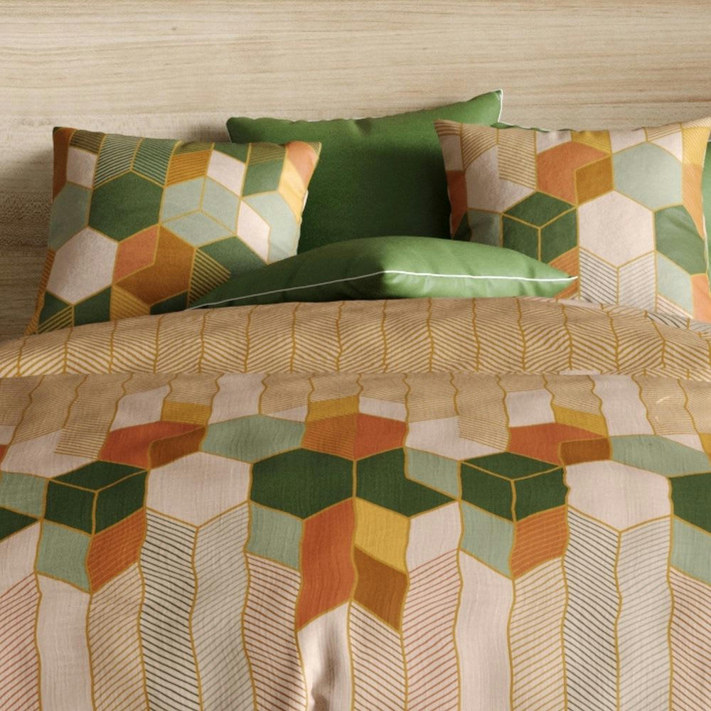 - Parure de lit 2 places coton à motifs 240x260 cm