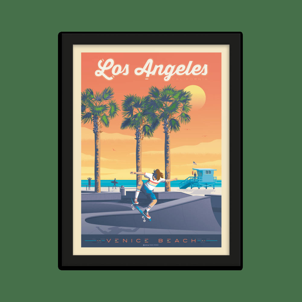 - Affiche Los Angeles Venice Beach + Cadre Bois noir 21x29,7 cm