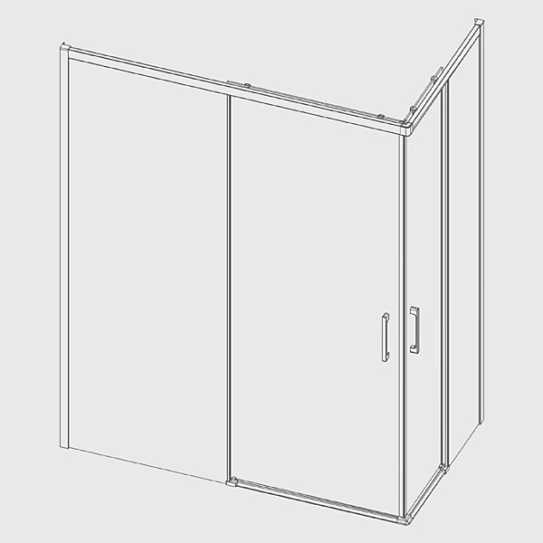 Paroi de douche accès en angle 2 verres fixes   2 portes coulissantes YOKO 80 x 70 cm
