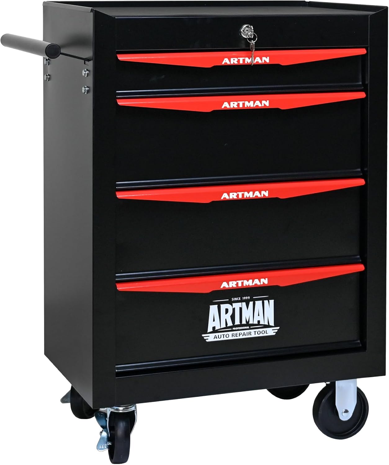 RYH 4/5/6/7 Drawers Rolling Tool Chest - Heavy Duty Mobile Tool Cart with Locking Wheels & Ball Bearing Drawers, 30.5 H x 20.9 W x13 D Garage Tool Storage Cabinet，Metal Tool Box (Black, 4 Drawers)