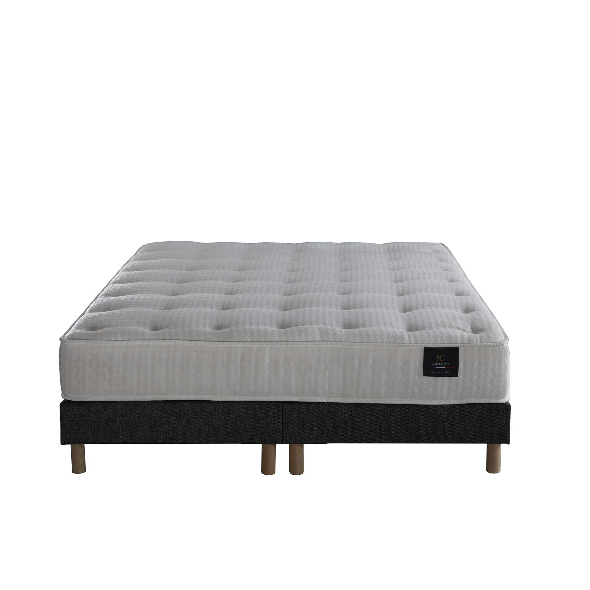 ASTRAL - Ensemble Matelas mousse Mémoire de forme + Sommier Anthracite 160x200