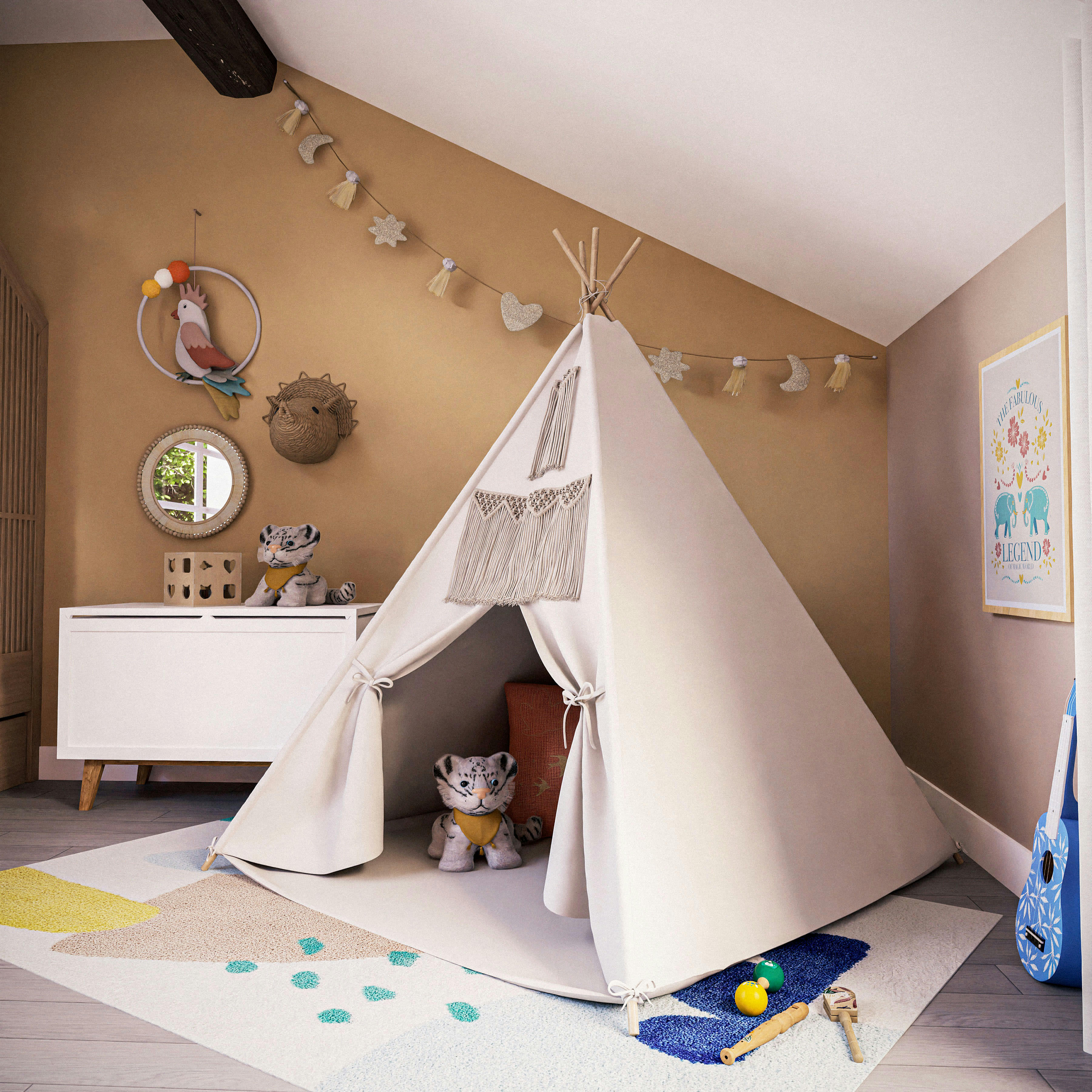 MADRID - Instruments de musique en bois de schima et bouleau multicolore (x3)