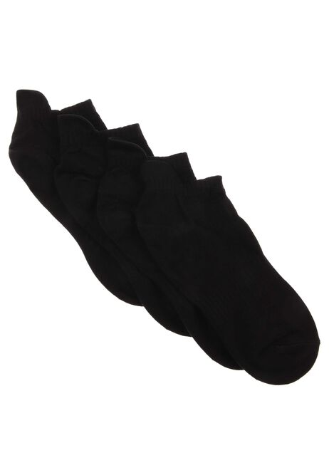 Womens 4pk Black Microfibre Trainer Socks