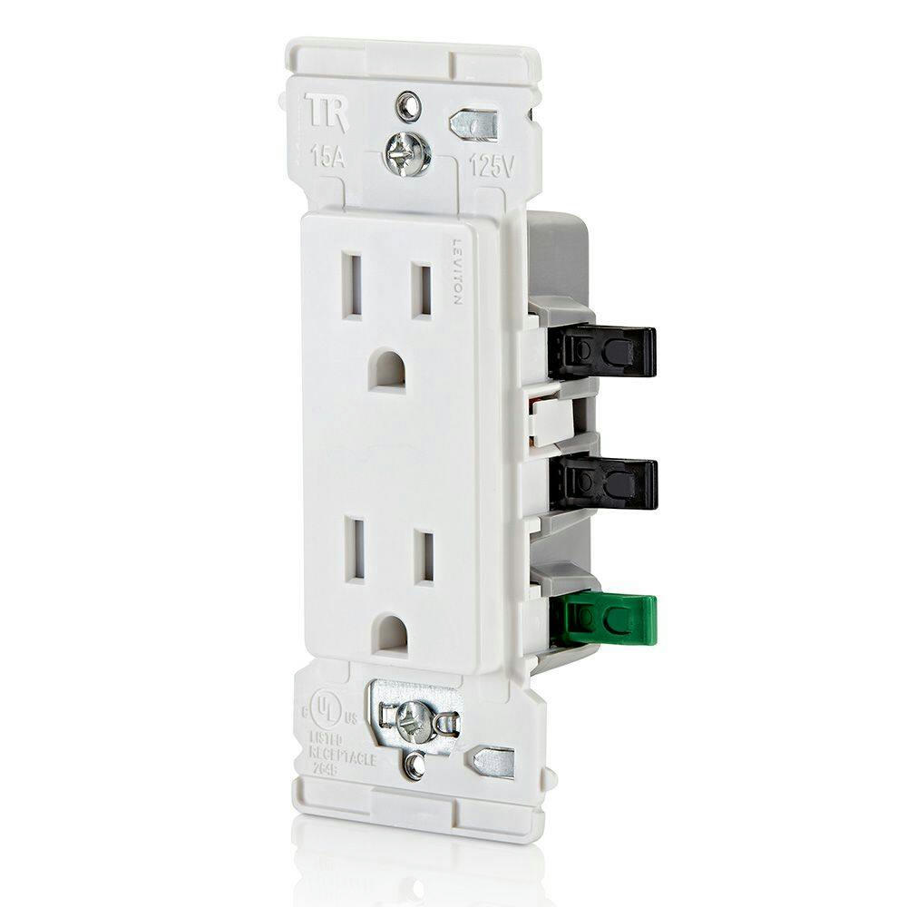 Leviton Decora Edge 15A 125V Receptacle, White