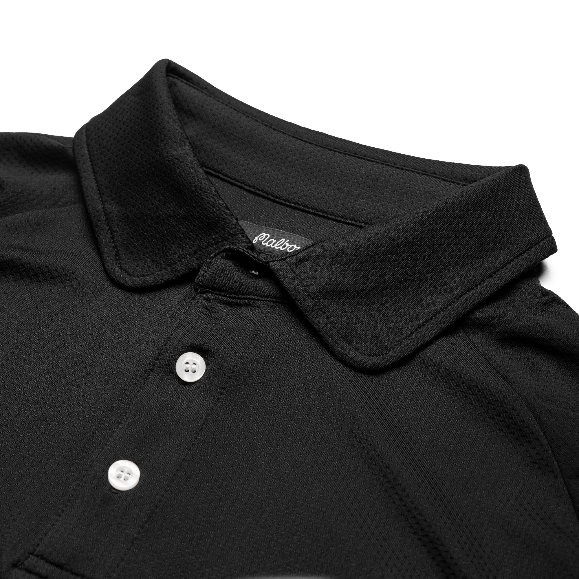 Malbon Golf Raglan Sleeve Mesh Polo - Black