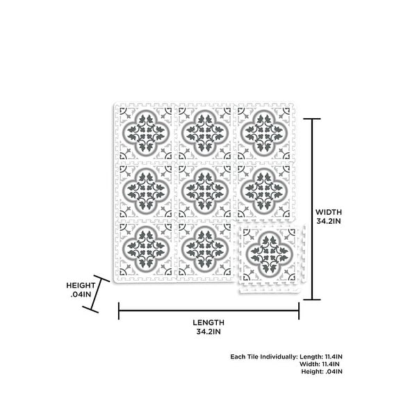Hamal Interlocking Floor Foam Tiles - 34.2in x 34.2in x 0.4in