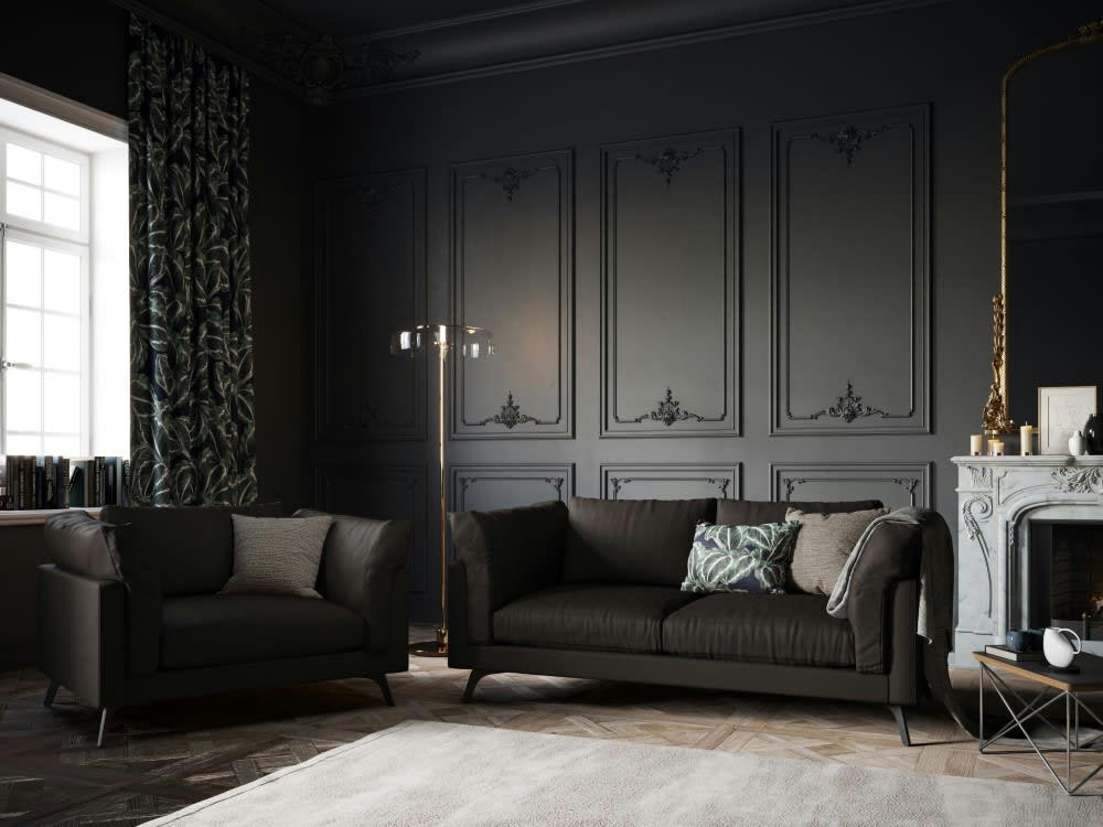 CAMILLE - Canapé 2 places en cuir noir