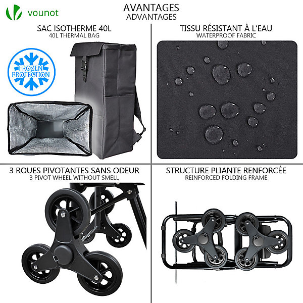 Chariot de course avec sac isotherme VOUNOT
