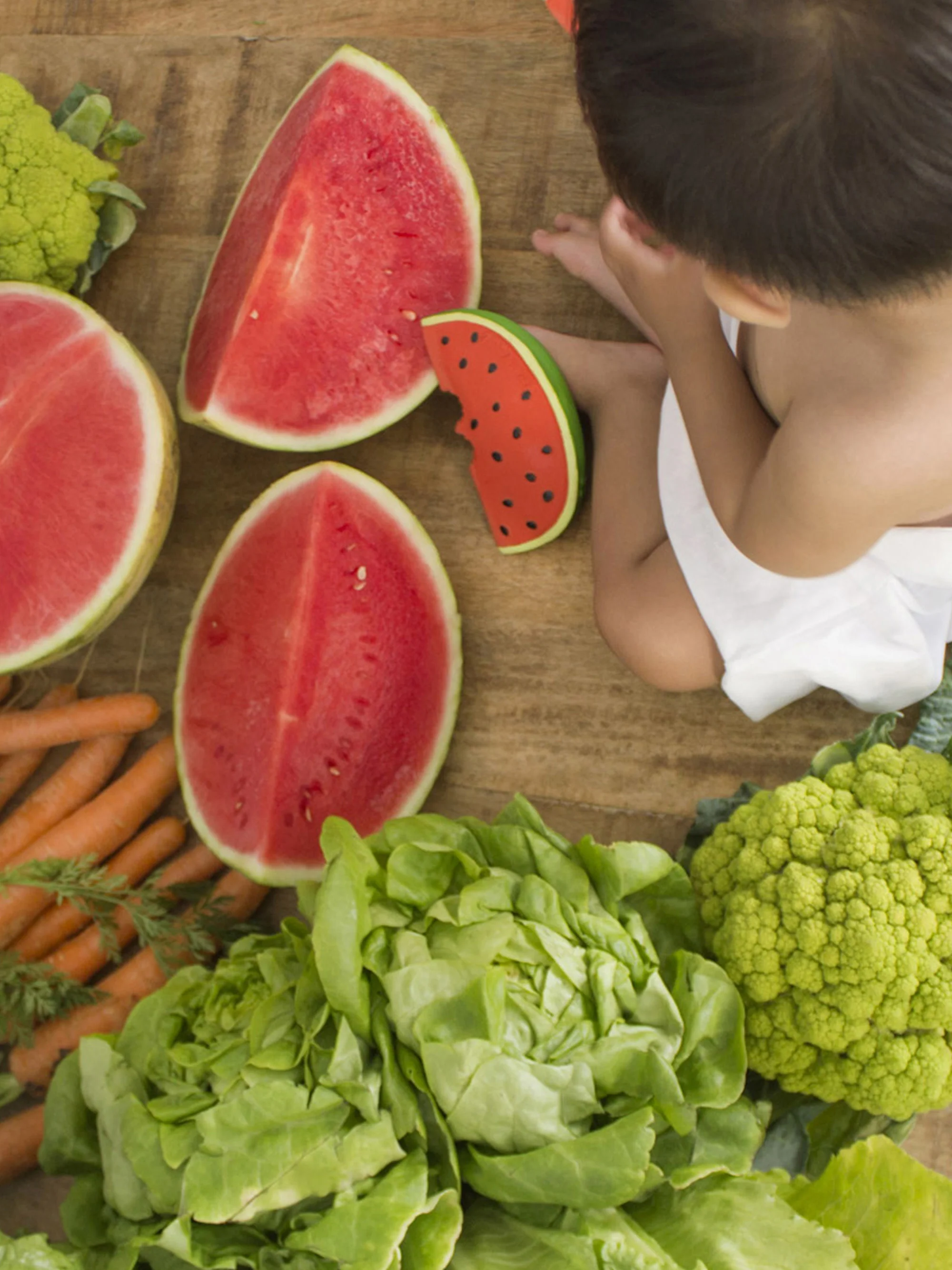 Handgefertigter Baby-Beißring Fruits & Veggies