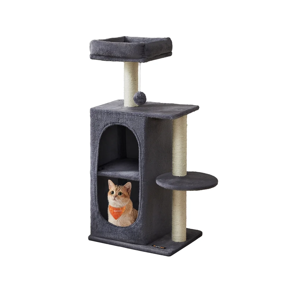 Petit arbre à chat avec 2 grottes poteaux à griffer