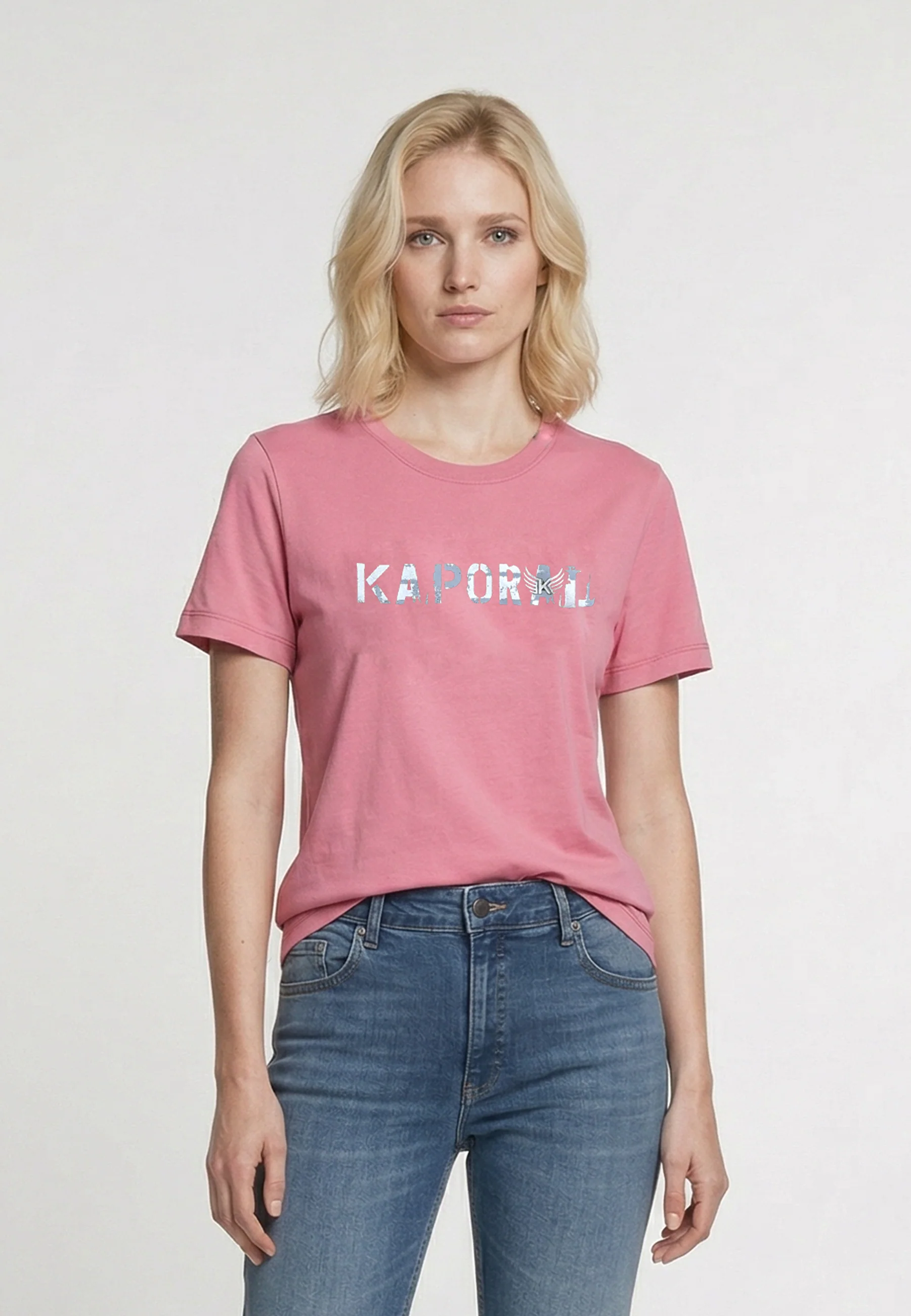 T-shirt manches courtes slim rose coton stretch ENDA