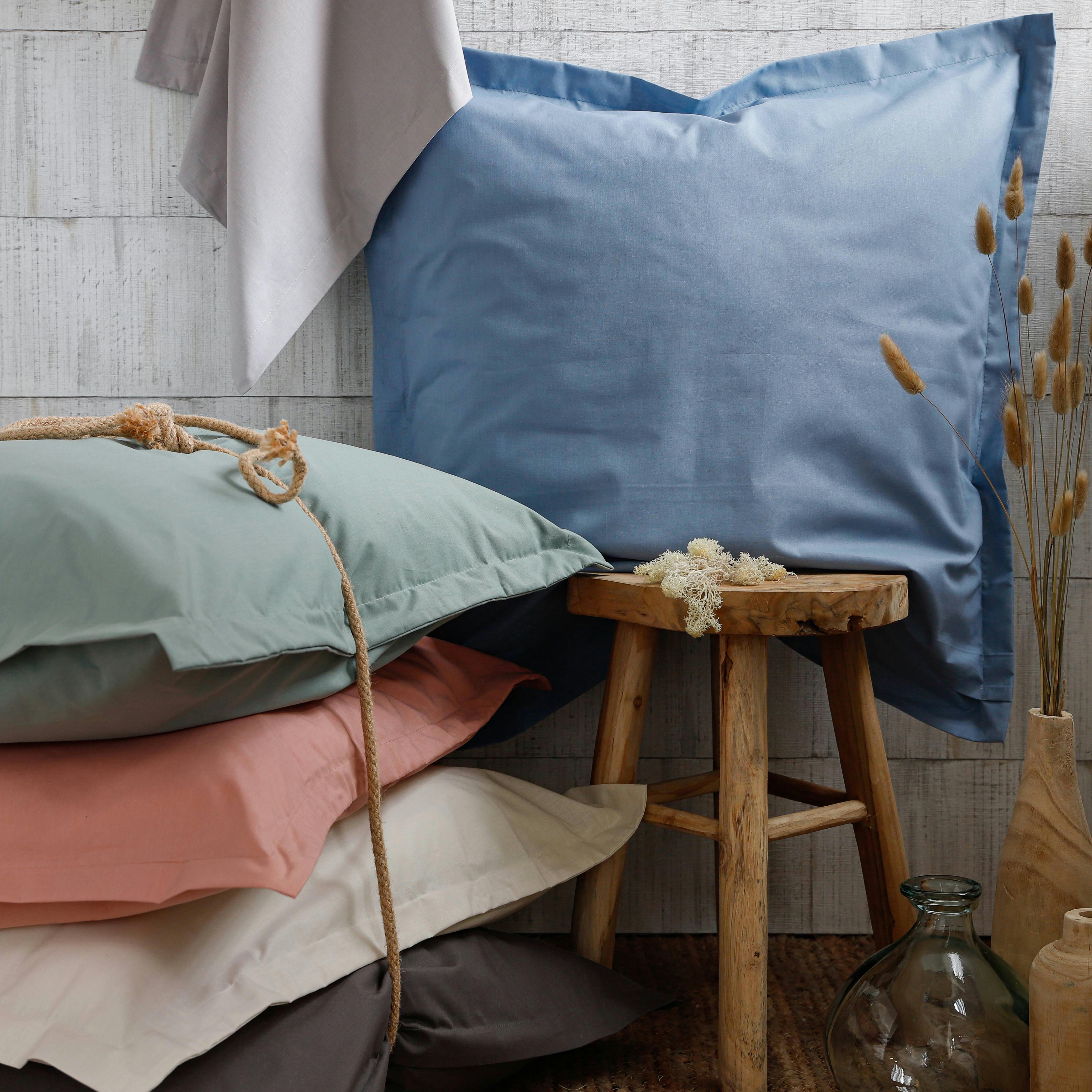 FIL & SENS - Taie en coton bio gris anthracite 65 x 65 cm