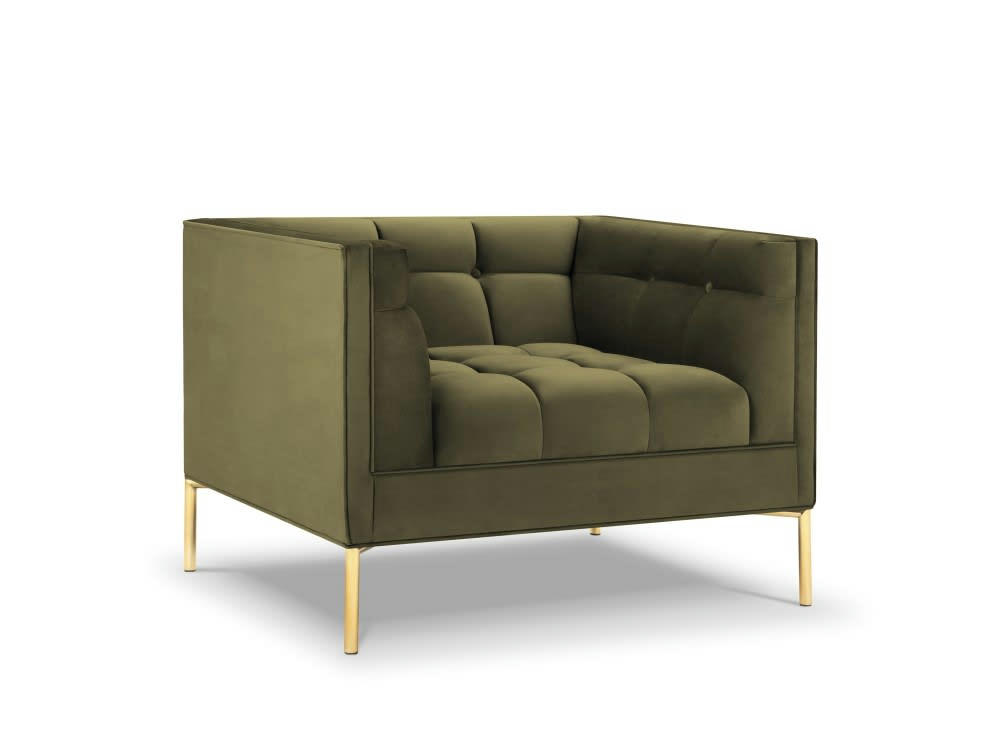 KAROO - Fauteuil velours vert
