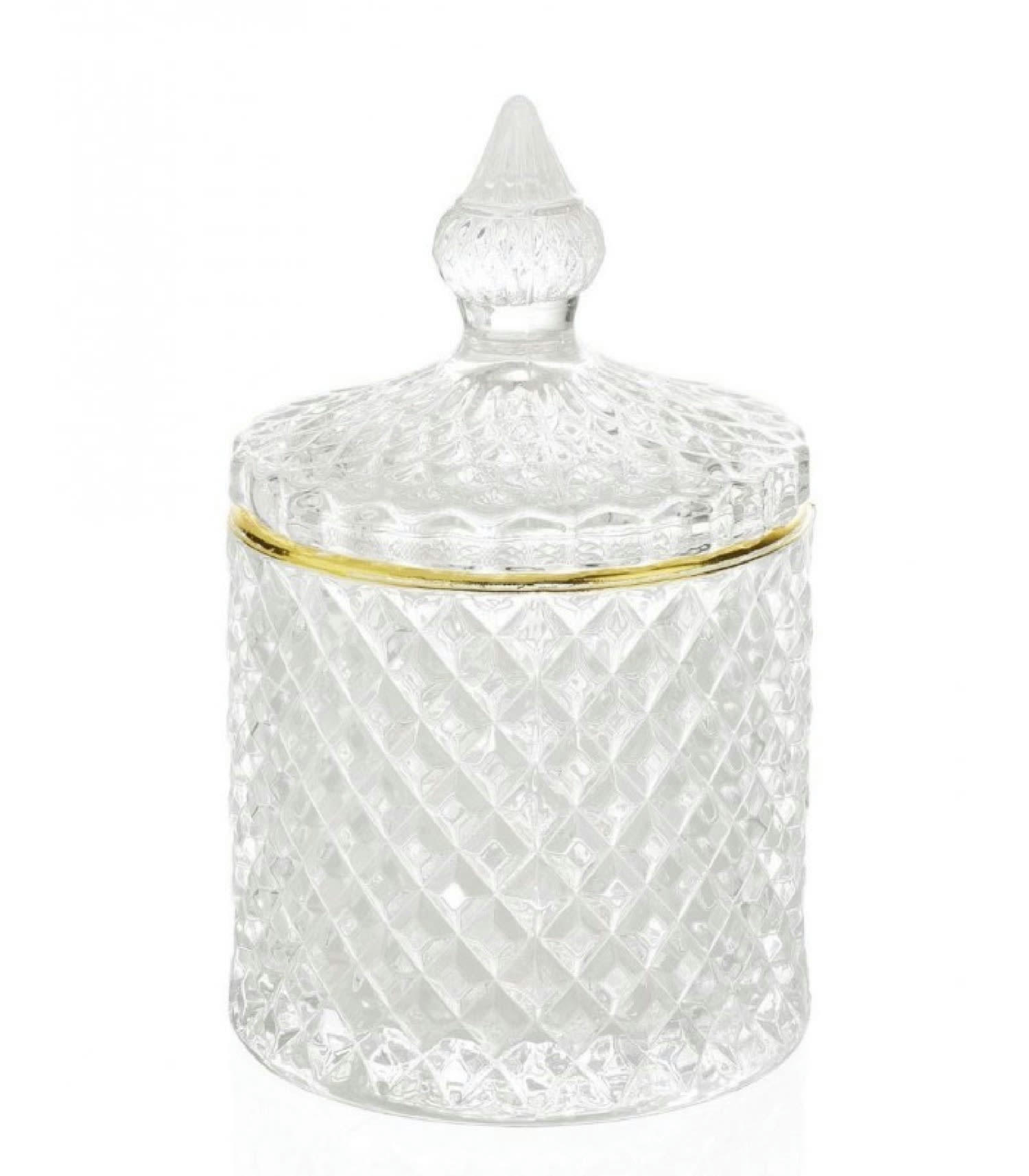 VERRE - Boîte de rangement coton-tiges salle de bain verre et or