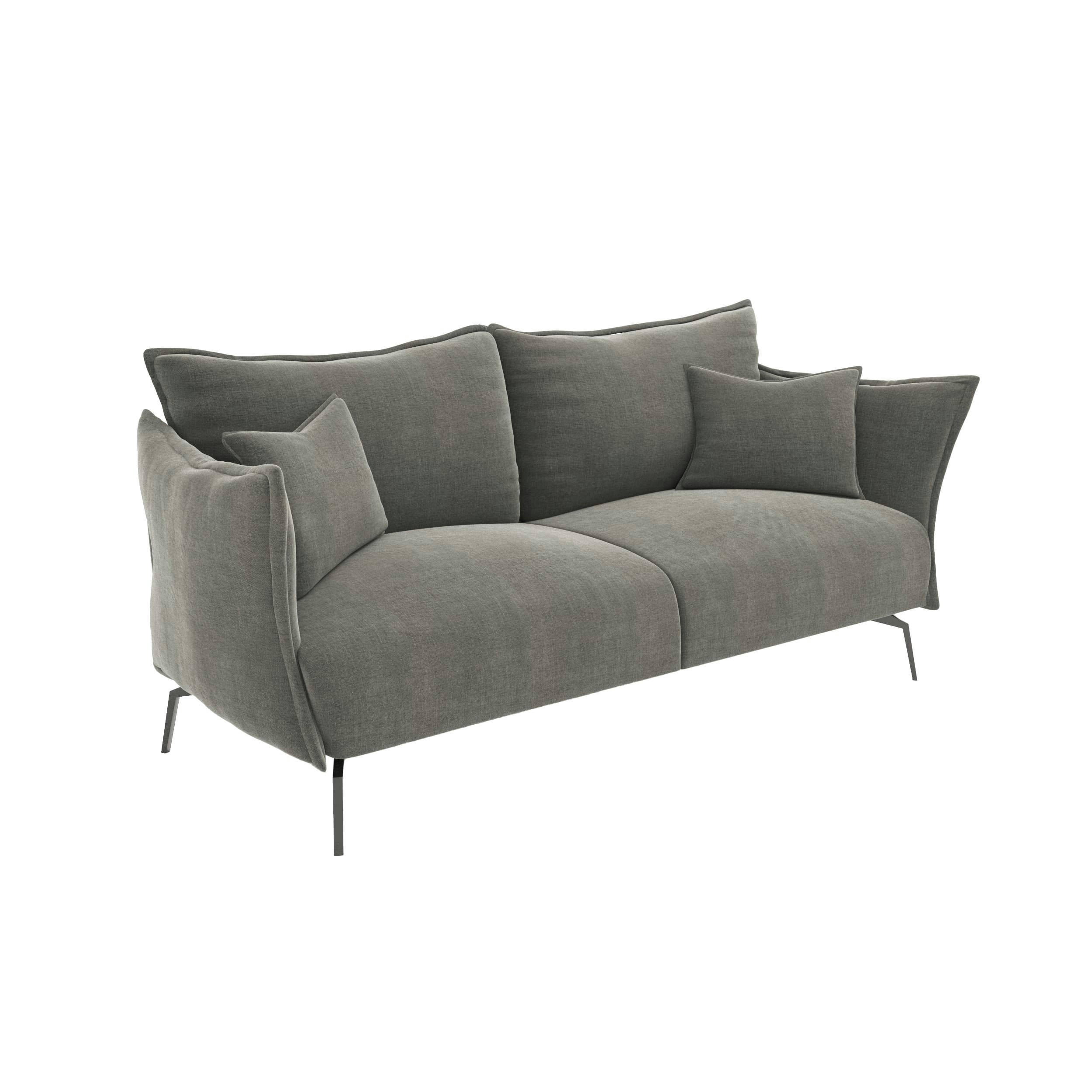 LENNY - Canapé 3 places velours gris graphite