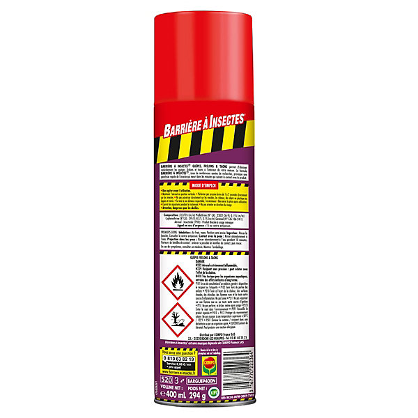 Aérosol guêpes, frelons et taons 400 ml Barrages à insectes