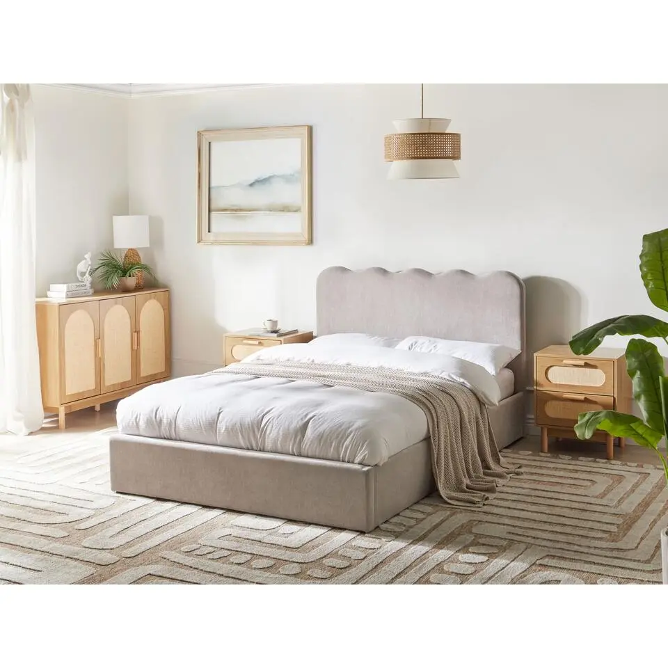 NANTERRE - Bed met opbergruimte - Taupe - 140 x 200 cm - Stof