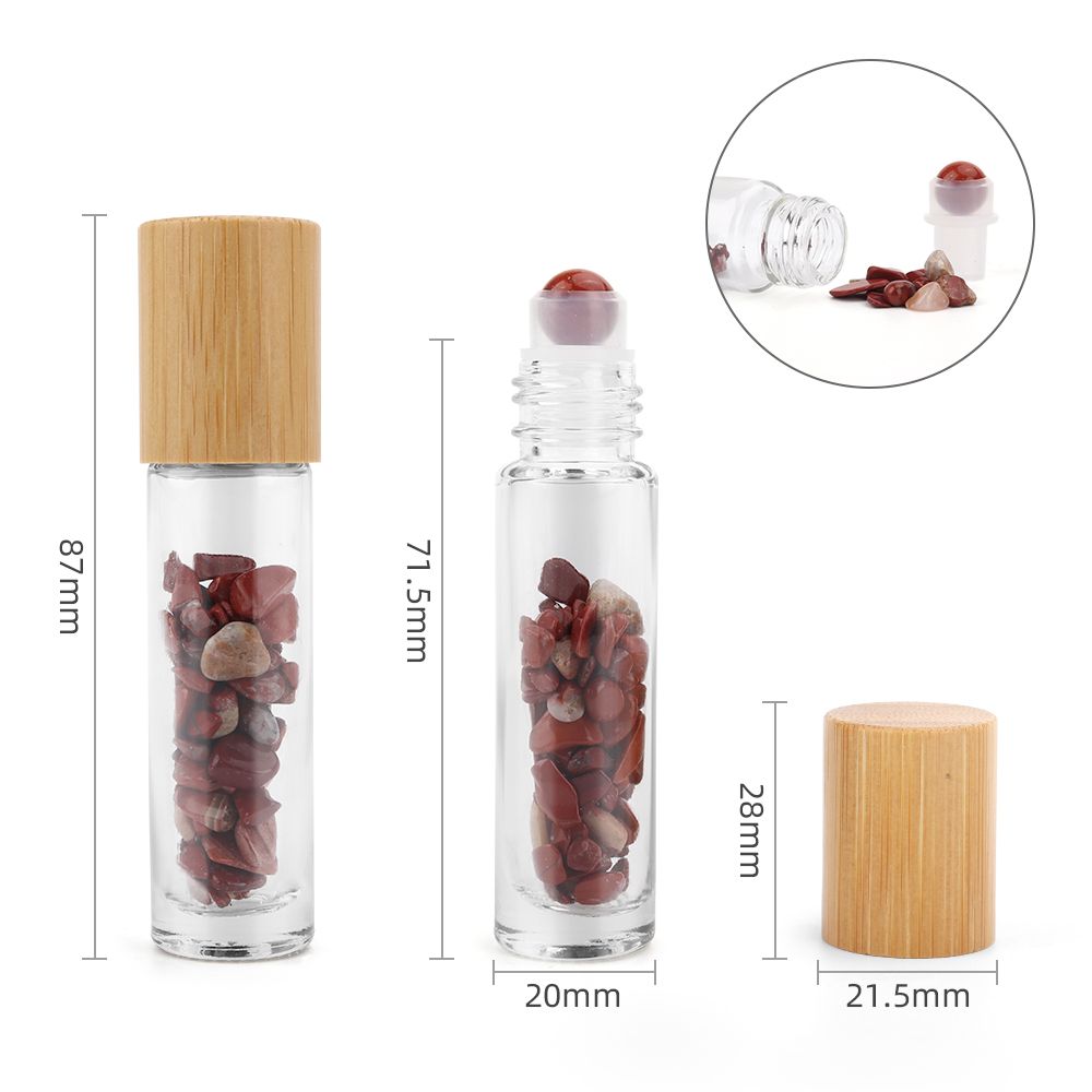 KDMD Gemstone Essential Oil Roller Bottle - Red Jasper - Wooden Cap