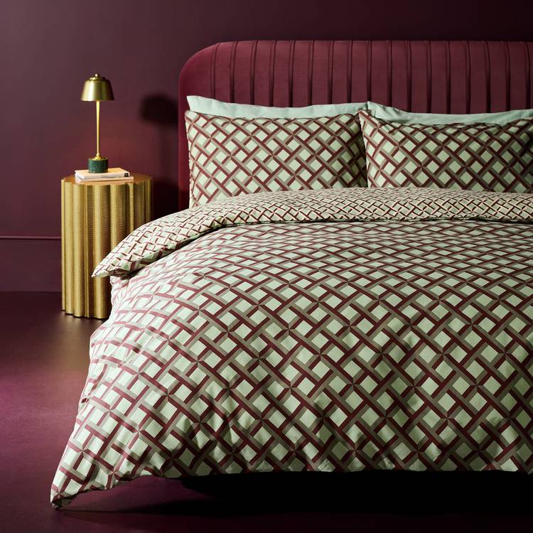 Habitat Diagonal Geo Print Mint Bedding Set - Single