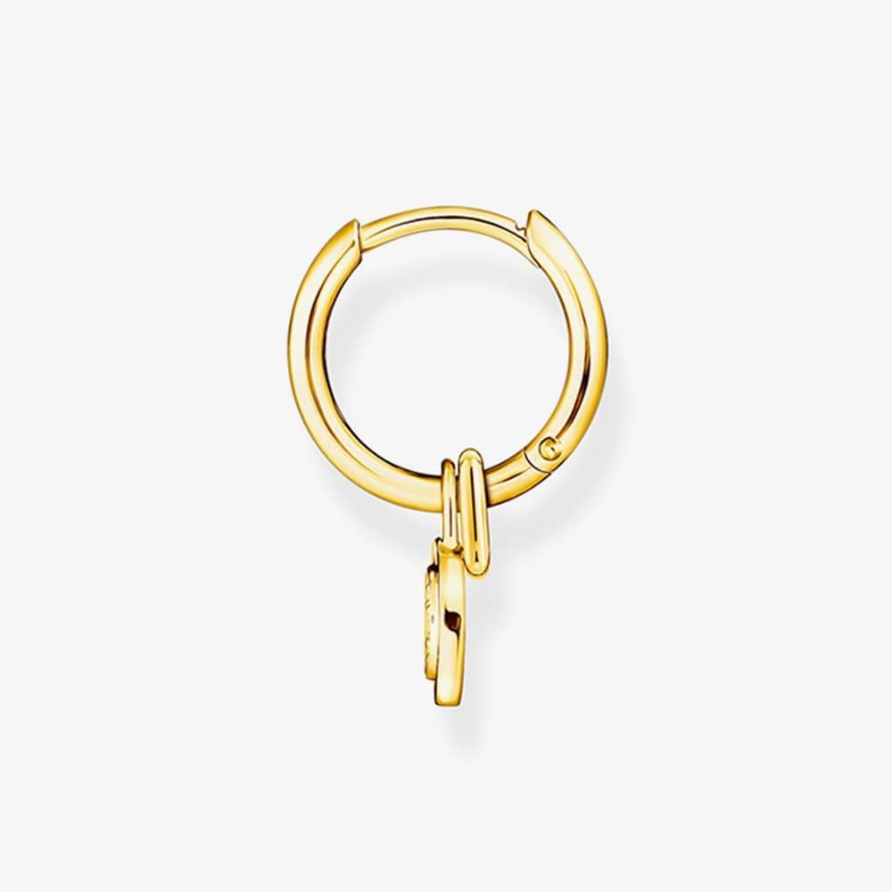 THOMAS SABO THOMAS SABO Gold Plated Single White Cubic Zirconia Drop Hoop Earrings CR720-414-39
