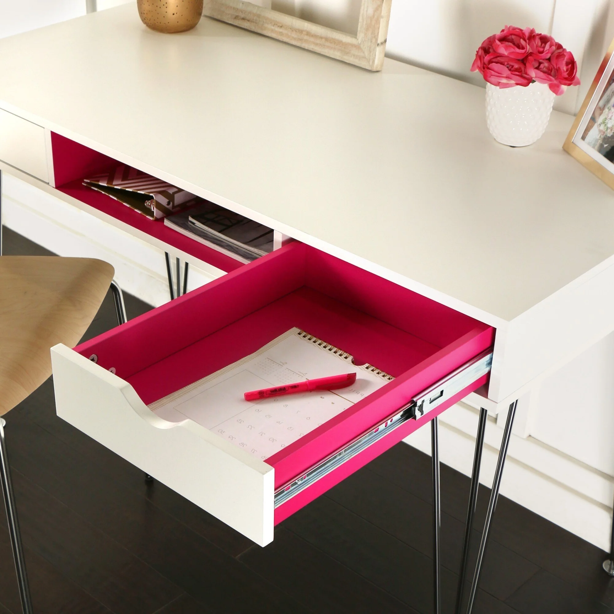 DISCO 48-inch Color Accent Desk - Hot Pink
