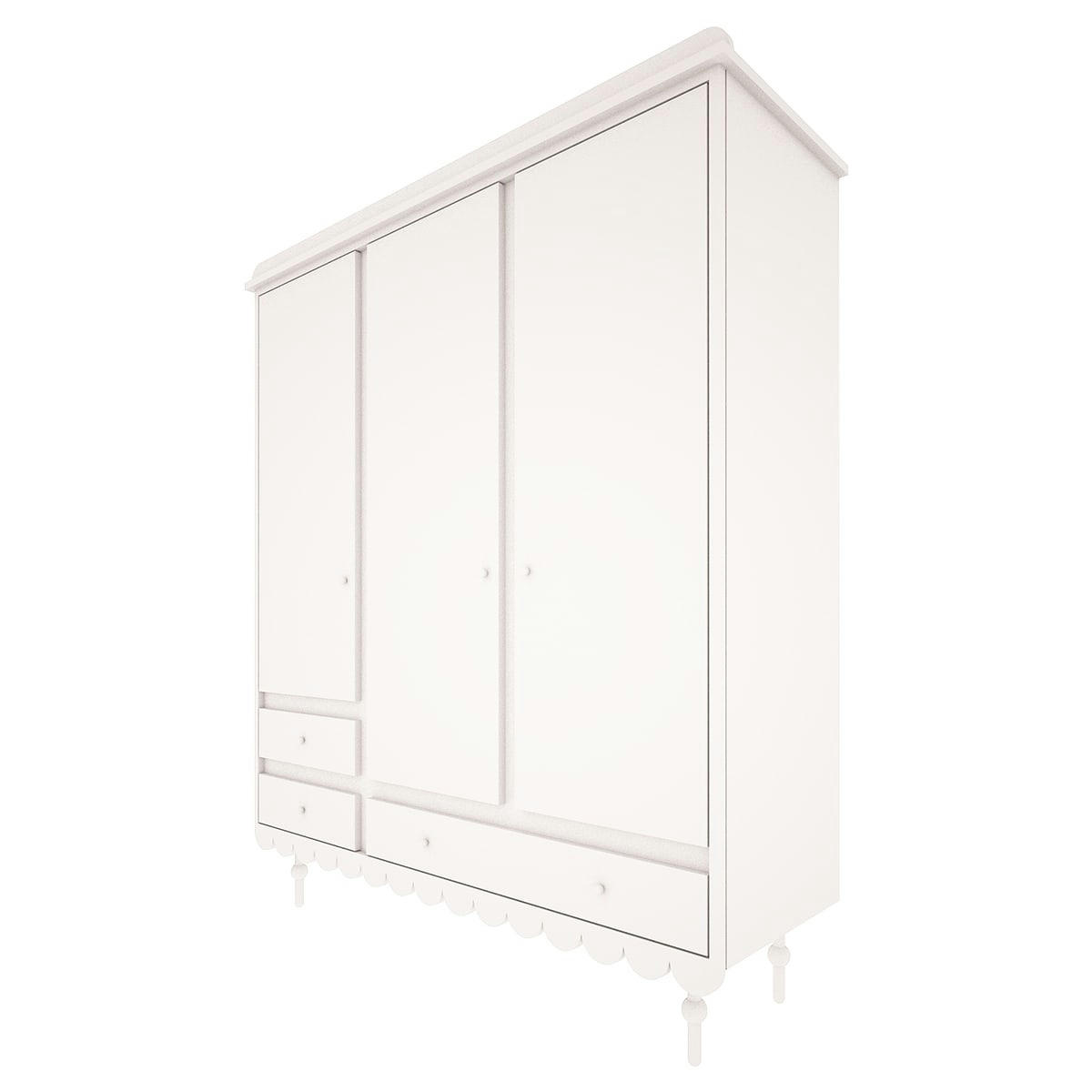 BABUSHKA - Armoire 3 portes 3 tiroirs blanc