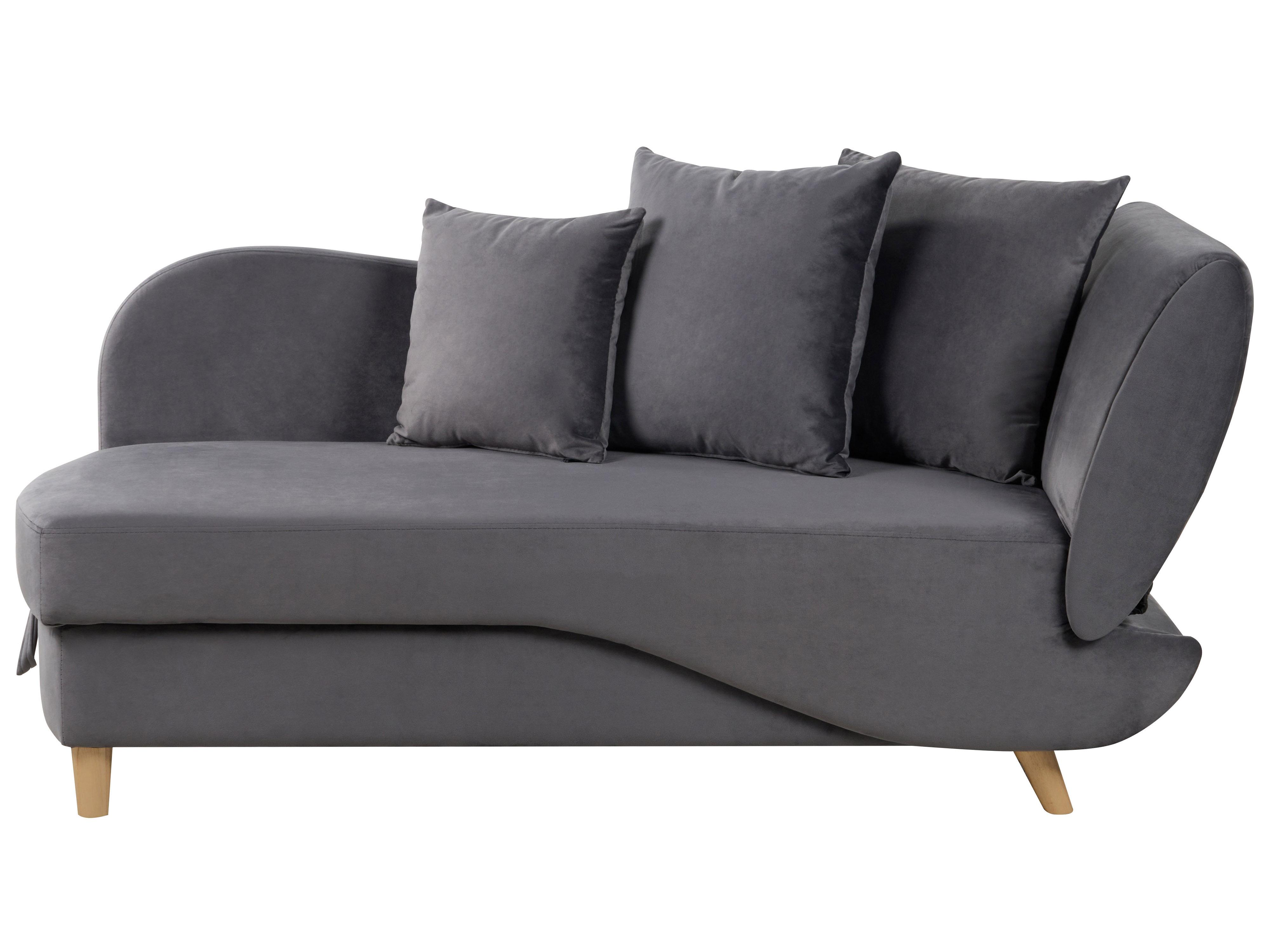 Right-Hand Chaise Longue MERI Velvet Dark Grey with Storage