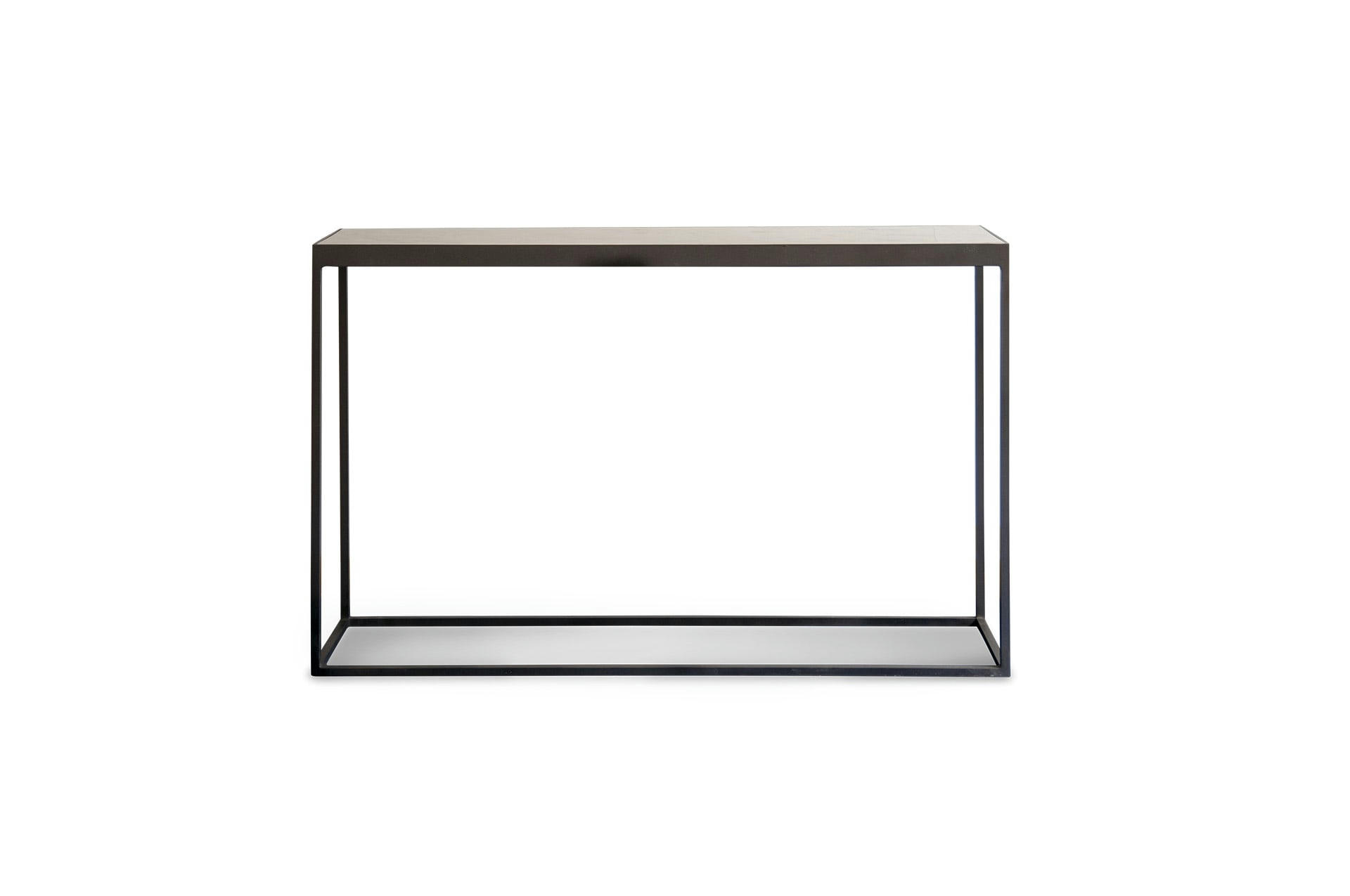 GALIBIER - Console en métal gris et marbre blanc