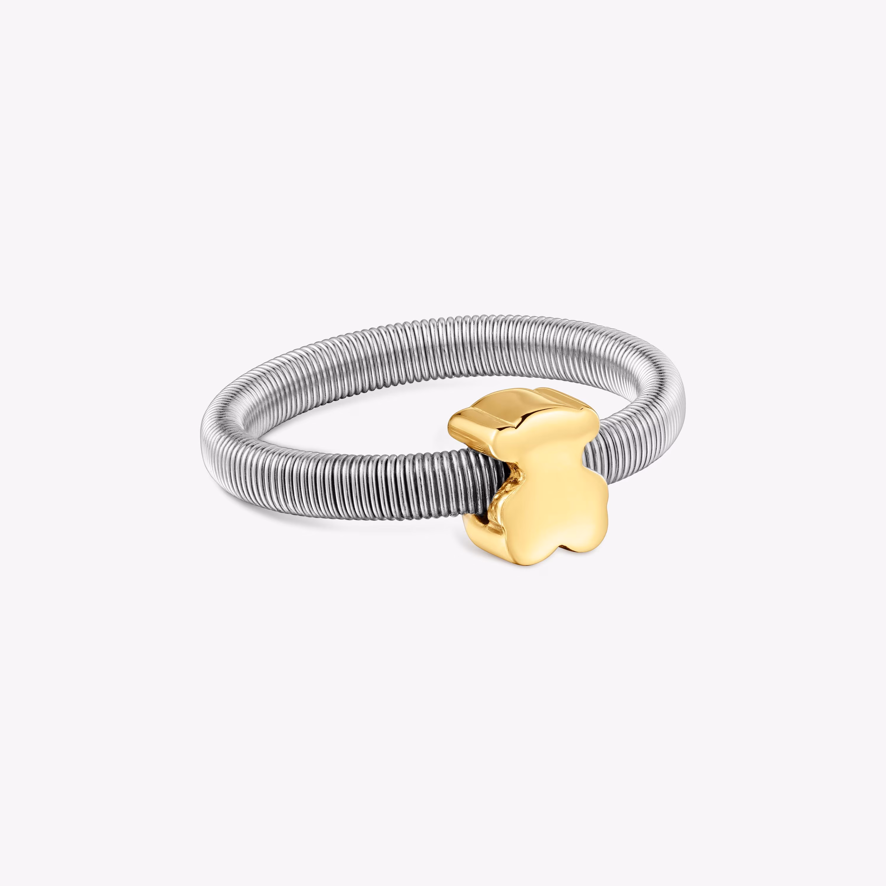 Anillo oso con baño de oro 18 kt sobre de plata y acero TOUS Mesh Tube