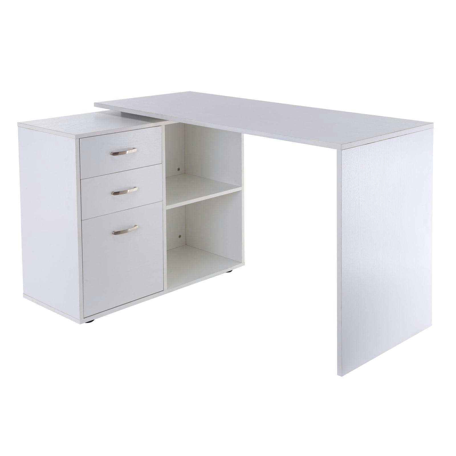 - Bureau d'angle bureau droit modulable 2 en 1 blanc
