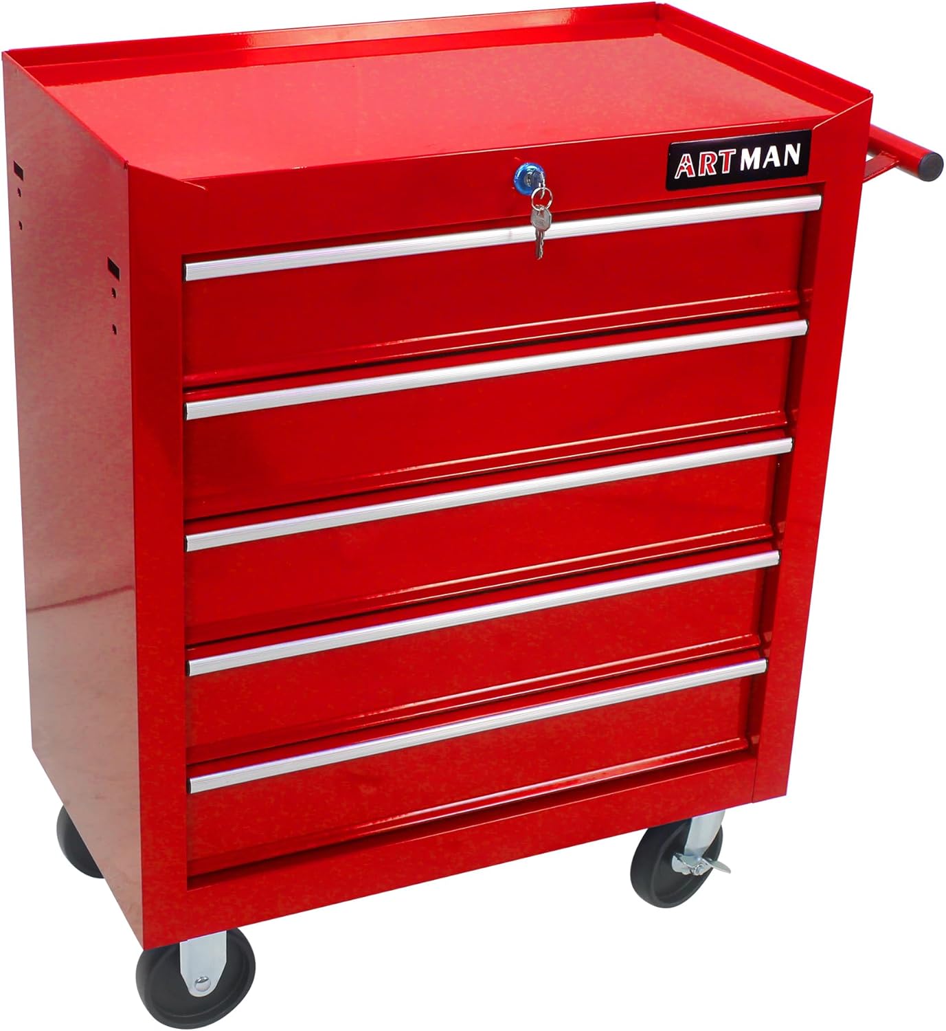 5 Drawers Tool Cart on Wheels, Rolling Tool Chest Tool Storage, Drawers Rolling Tool Trolley Organizer Tool Case for Garage,Warehouse,Workshop,Repair Shop (5 Drawers-Red)