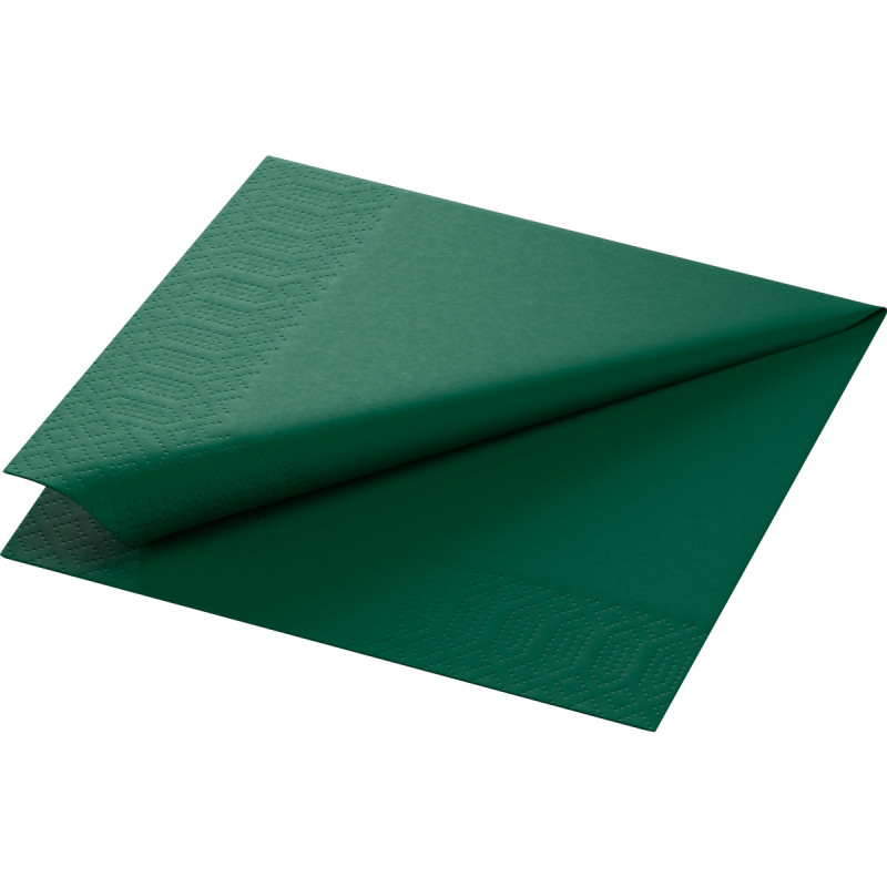 Serviette en tissu Bio 3 plis vert foncé 33 x 33 cm 20 pièces DUNI