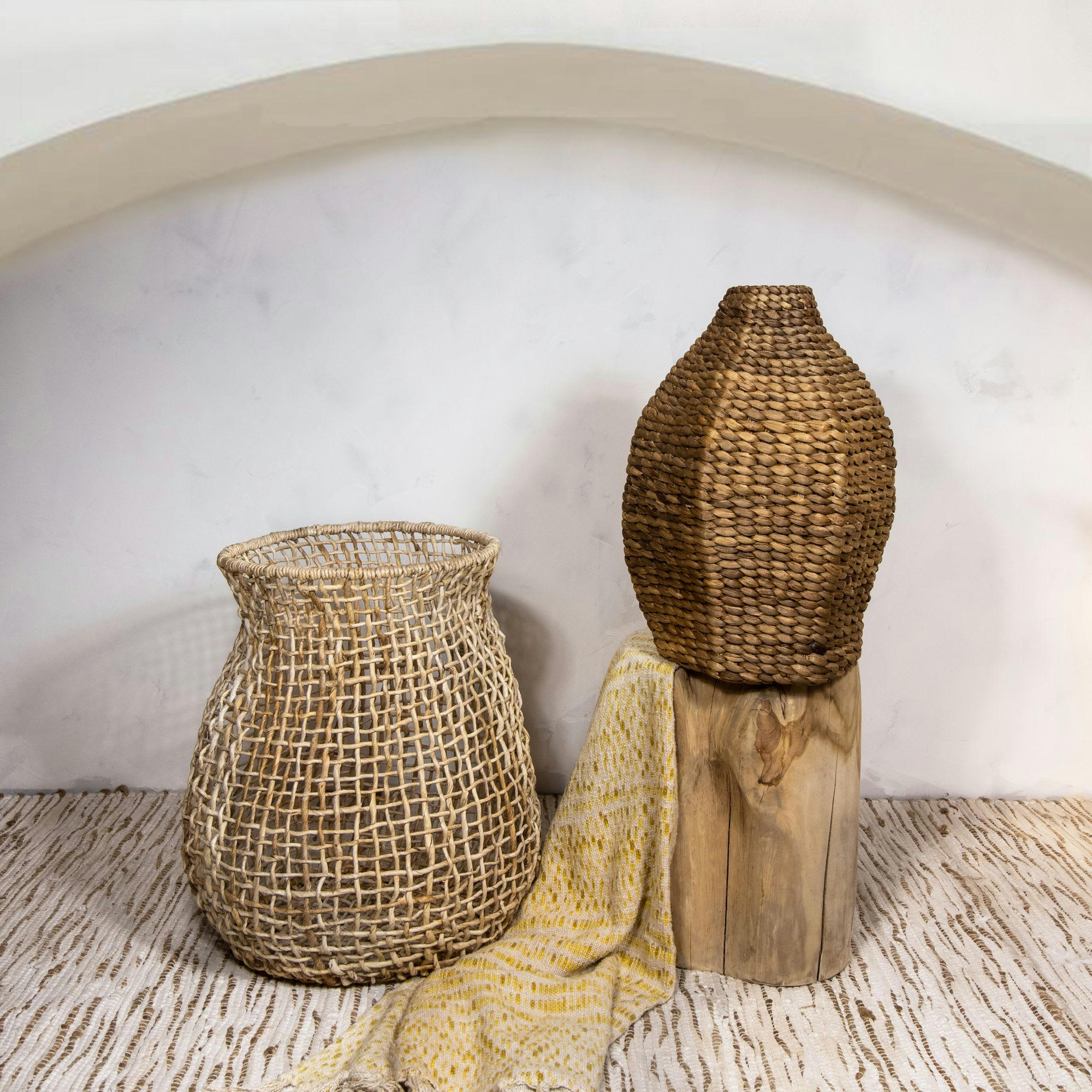 ABACA - Panier/cache-pot en fibre naturelle h50cm