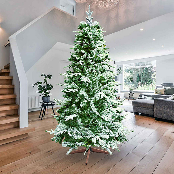 Donder - Sapin de Noël enneigé effet réaliste en PE et PVC diamètre 88x180H, 462 branches