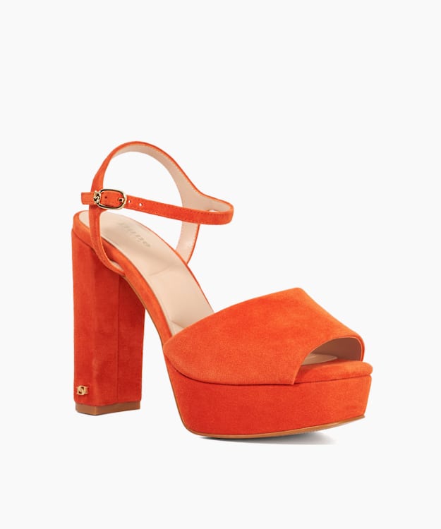 Mayci Orange - Suede Platform Open Toe Sandals