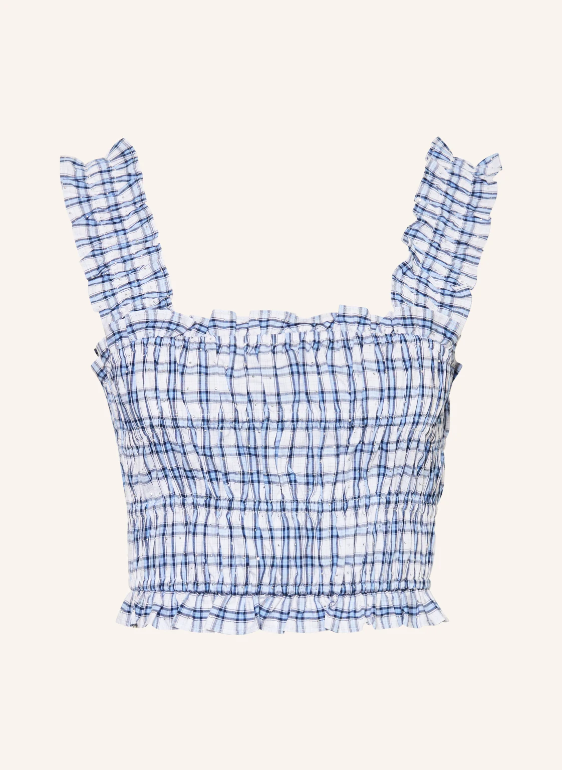 maje Cropped-Top mit Schmucksteinen und Rüschen