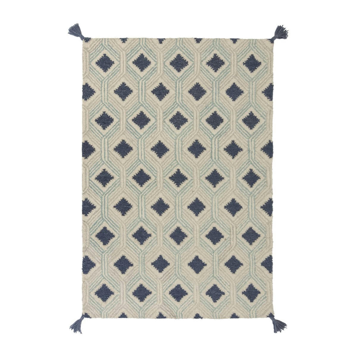 MARCO - MARCO - Tapis géométrique design en laine bleu 120x170