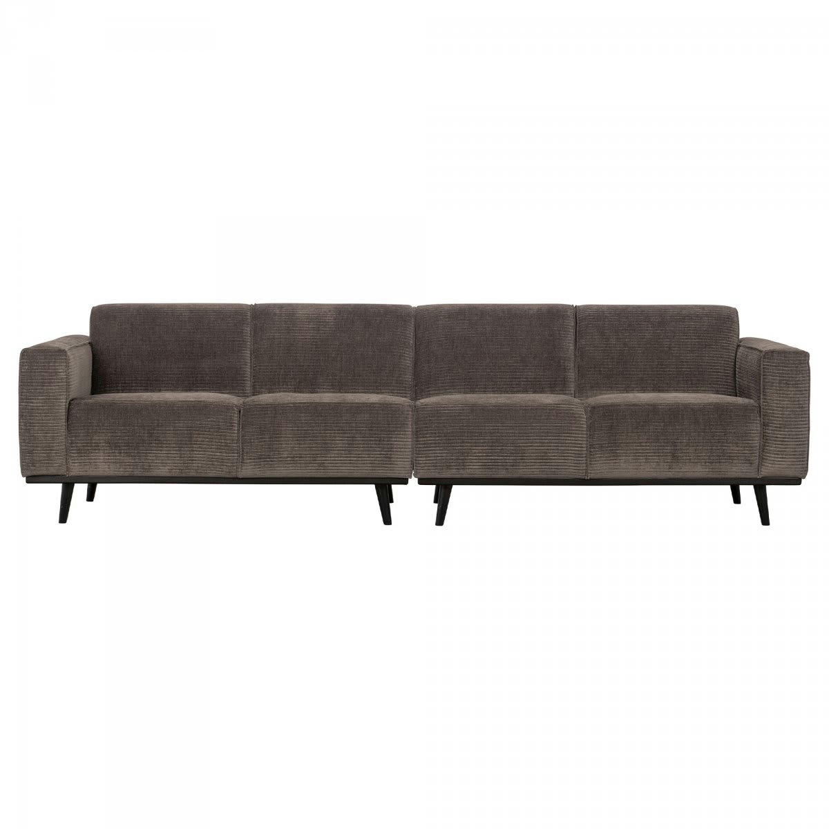 STATEMENT - Canapé moderne 4 places en tissu côtelé taupe