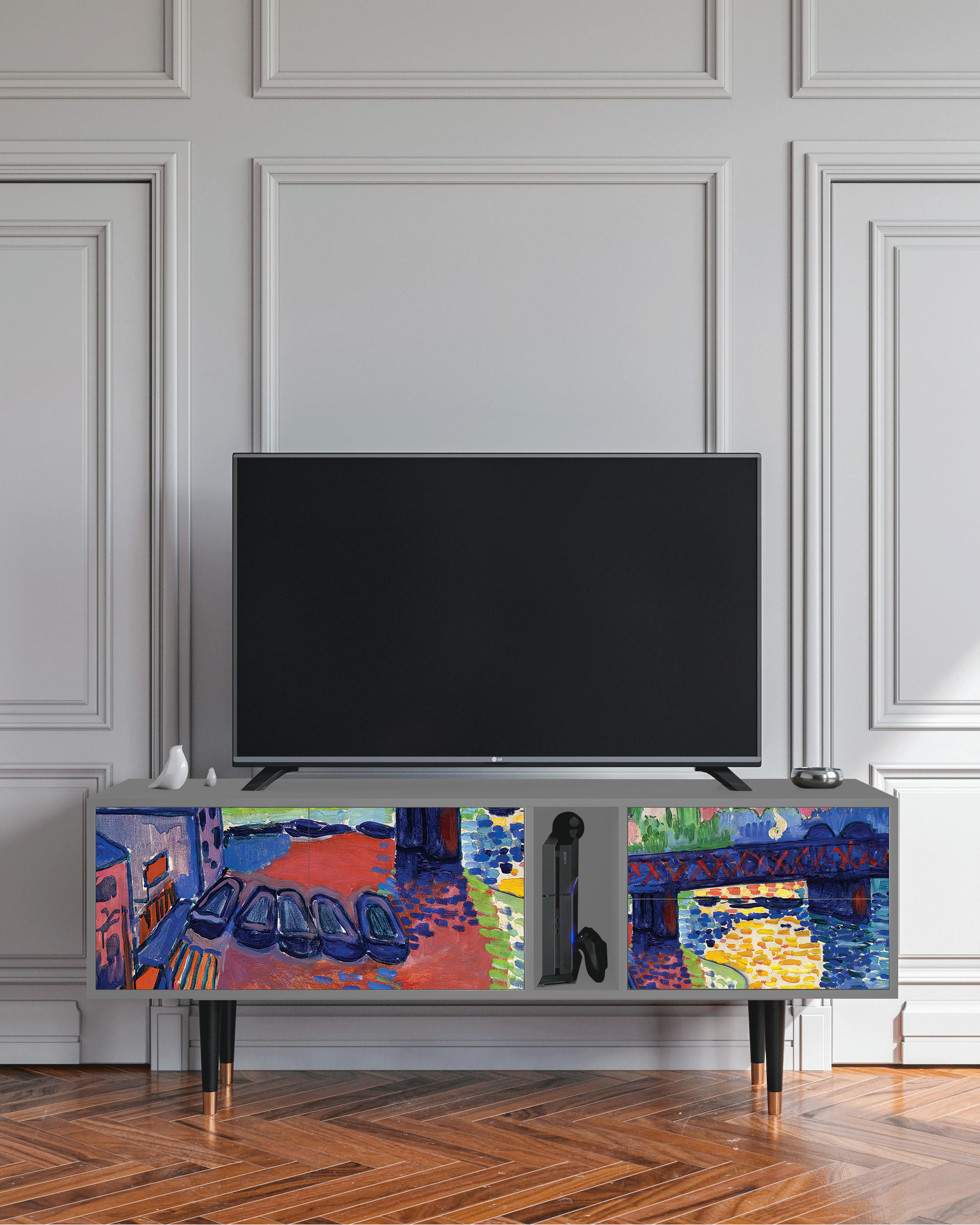 CHARING CROSS BRIDGE BY ANDRE DEAIN - Meuble TV  multicolore 2 tiroirs et 2 portes L 170 cm