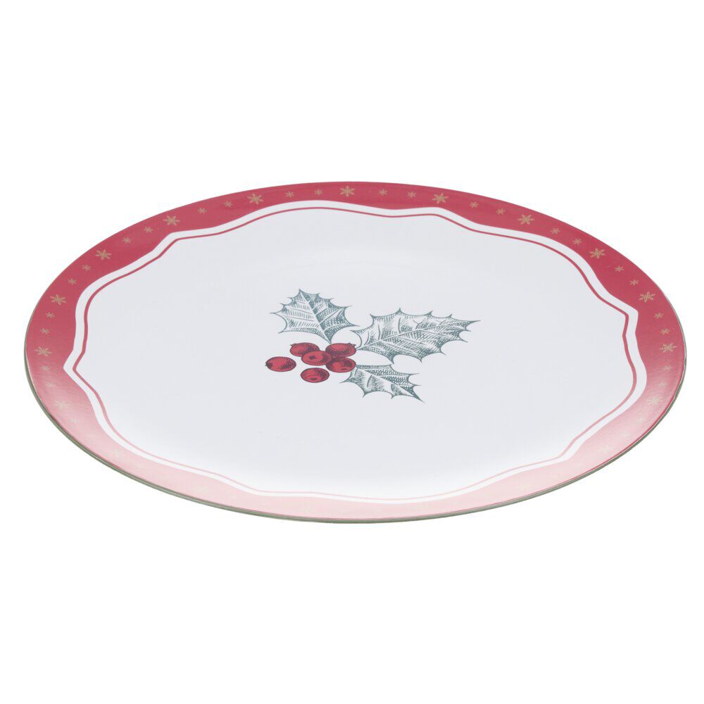 Sous-assiette No&euml;l imprimé houx PP Ø33 cm rouge