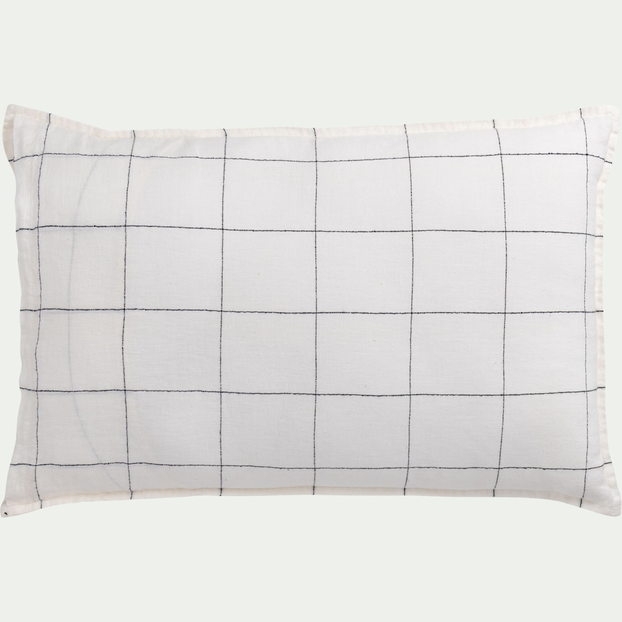 TETRA - Coussin à carreaux en lin 40x60cm - blanc
