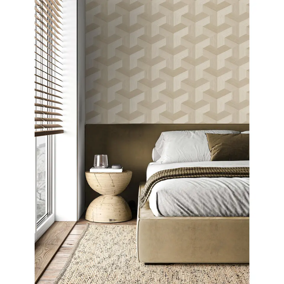 Origin Wallcoverings behang grafisch 3D motief beige - 53 cm x 10.05 m