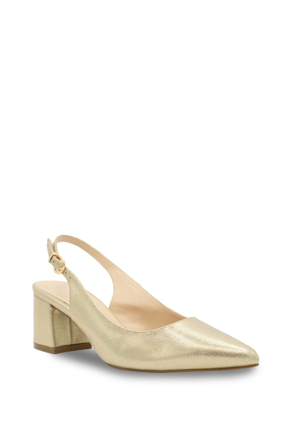 Paradox London Wide Fit 'Flynn' Mid Block Heel Sling Back Court Shoes