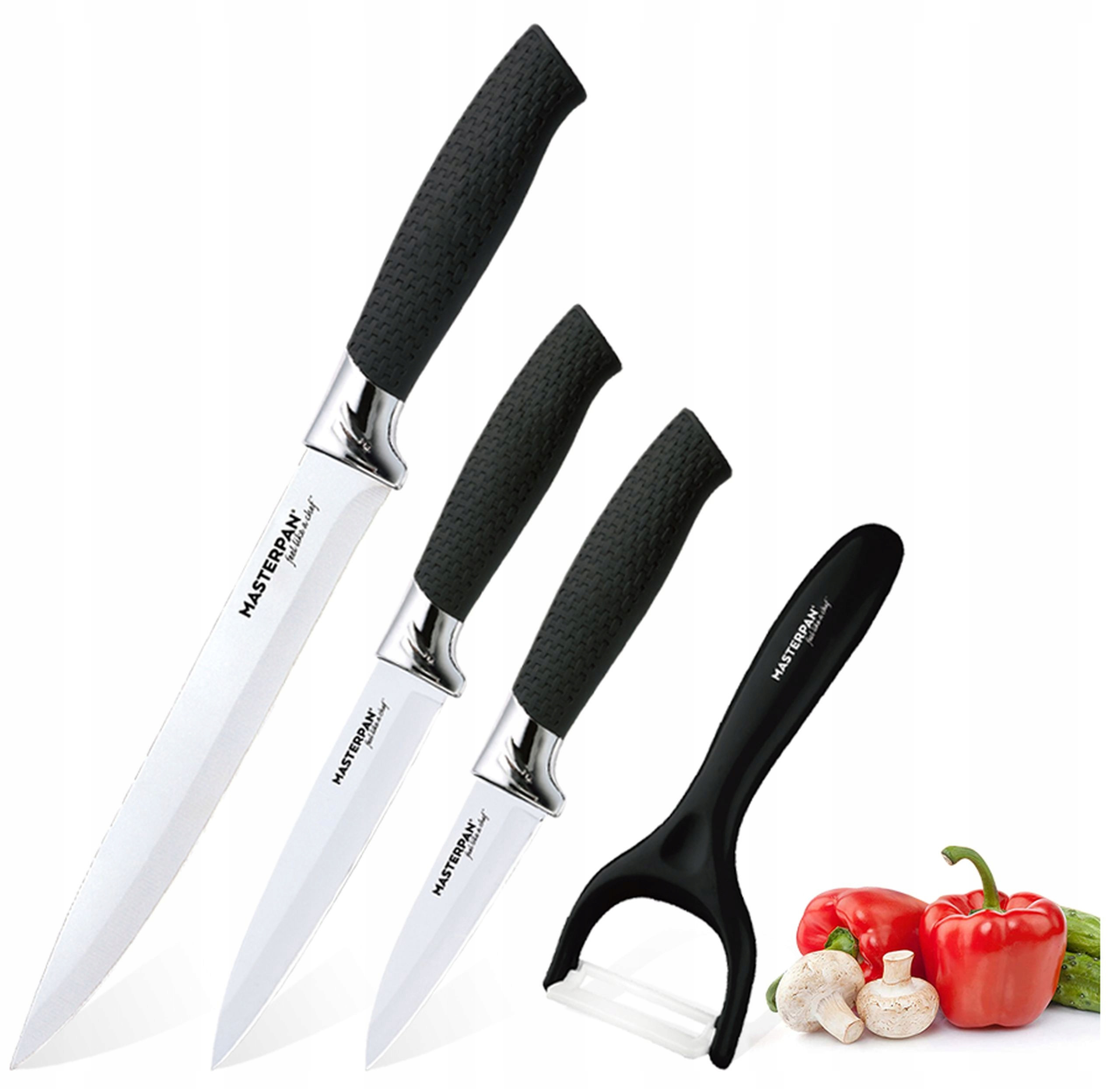Elegancki 4-częściowy Zestaw Noży Masterpan z Ergonomicznymi Uchwytem