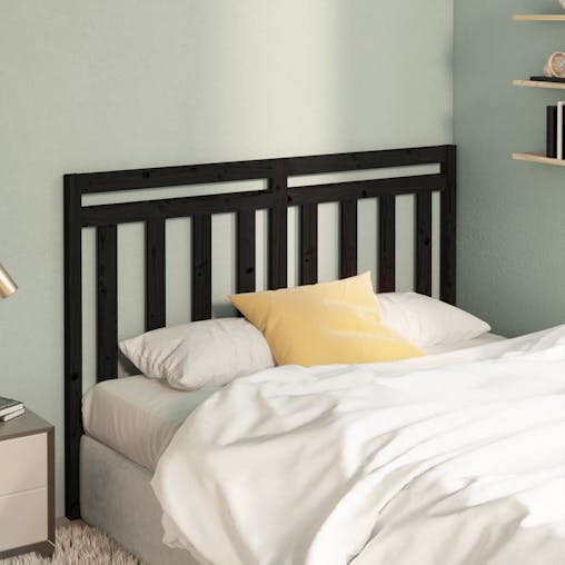 NNEVL Bed Headboard Black 156x4x100 cm Solid Wood Pine