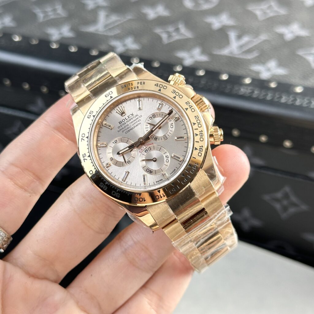 Rolex Daytona 116505 YG Plated Pink Dial CZ Diamonds 40mm Oyster Super Clone